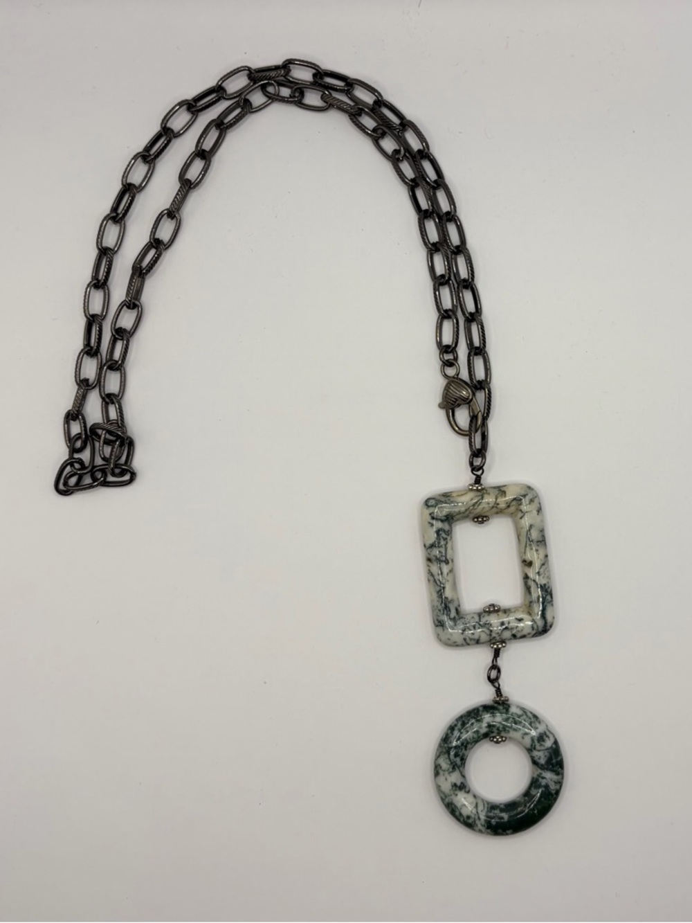 Marbled White & Green Pendant Necklace - Women Jewelry